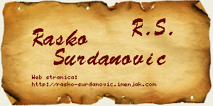 Raško Surdanović vizit kartica